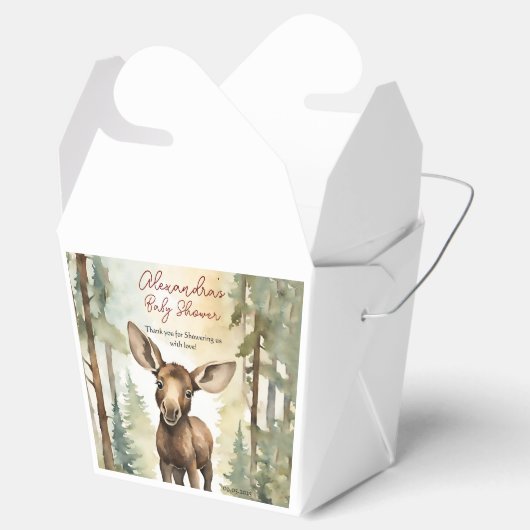 Baby Moose Baby shower Genderneutraal Bedankdoosjes (Geopend)