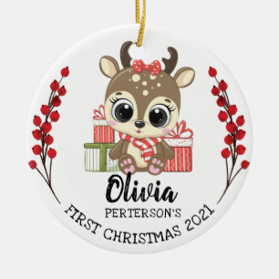 Baby Moose Baby's eerste kerstmis Keramisch Ornament