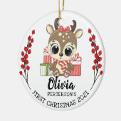 Baby Moose Baby's eerste kerstmis Keramisch Ornament (Links)