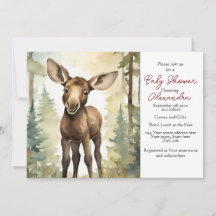 Baby Moose Genre Neutre Baby shower Invitation