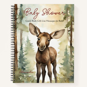 Baby Moose Neutral Baby shower Gast Cadeaulijst Notitieboek