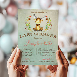 Baby Moose Shower-uitnodiging Kaart