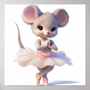 Baby muis ballerina poster afdruk