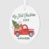 Baby My First Christmas Red Truck Green Script (devant)