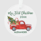 Baby My First Christmas Red Truck Green Script (devant)