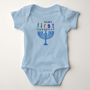 Baby Naam Eerste Chanoeka Menorah Festival Lichten Romper