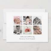 Baby Naam Foto Collage Modern Baby Birth Announce Aankondiging (Achterkant)