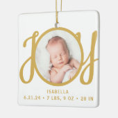 Baby Naam Geboorte Stats Foto Goud Schrift Souveni Keramisch Ornament (Links)