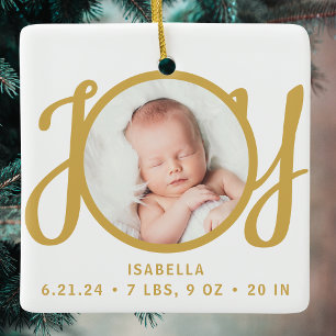 Baby Naam Geboorte Stats Foto Goud Schrift Souveni Keramisch Ornament