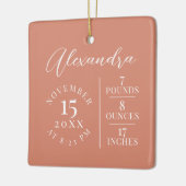 Baby Naam & geboorte Stats Foto Roze Keepomwille Keramisch Ornament (Links)