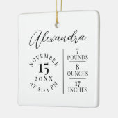 Baby Naam & geboorte Stats Foto White Keepomwille Keramisch Ornament (Links)