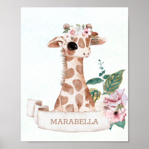 *~* Baby Naam Giraffe Nursery Girl Oerwoud Sweet Poster