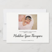 Baby-naam Handlettered Script Foto Geboorte Aankondiging (Achterkant)