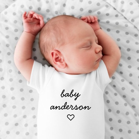 Baby Naam | Hart Modern Cute Schattig Romper