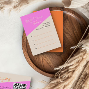 Baby Naam Ideeën Bright Pink Oranje Activiteit Kaa Informatiekaartje