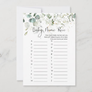 Baby-naam Race Game, Eucalyptus Baby shower Game I Kaart