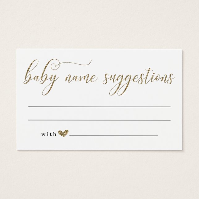 Baby Name Suggestions Card for Baby shower - Gold (Devant)