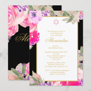 Baby Naming Ceremony Hebrew Girl Invitation Kaart