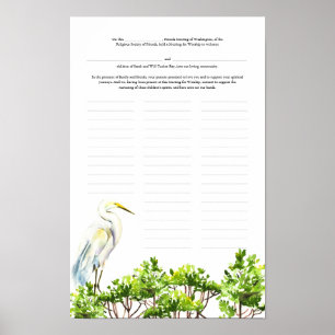 Baby Naming Day Certificaat Witte Heron Mangrove Poster