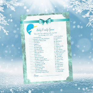 Baby Narwhal Baby Shower Game Kaart