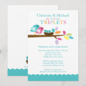 Baby nesten Triplets Baby Shower Invitations Kaart (Voorkant / Achterkant)