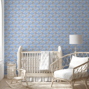 Baby neushoorn Moon Blue Behang