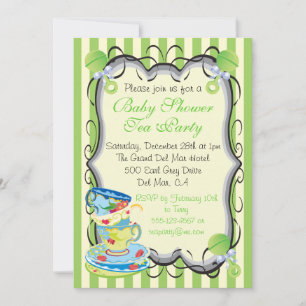 Baby Neutral Shower Victoriaans Tea Party Uitnodig Kaart