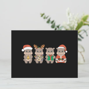 Baby Nijlpaard Moo Deng Kerstmis Feestdagenkaart