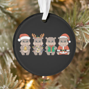 Baby Nijlpaard Moo Deng Kerstmis Ornament