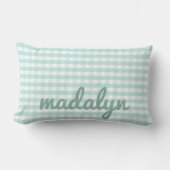 Baby Nursery Pastel Mint Green Gingham Kussen (Voorkant)