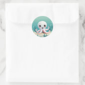 Baby Octopus Ocean Ronde Sticker (Tas)
