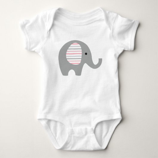Baby odysuit met grijze olifant/roze binnenoren romper (Voorkant)