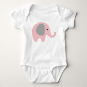 Baby odysuit met roze olifant en grijze oren romper (Voorkant)
