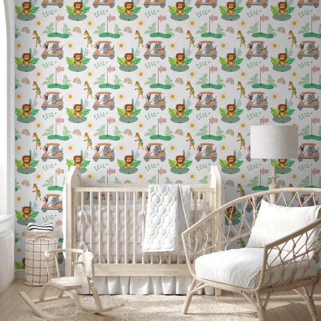 Baby Oerwoud Animals Boho Colors Golfen Behang (Kinderen)