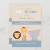 Baby Oerwoud Animals Invitation Kaart (Voorkant / Achterkant)