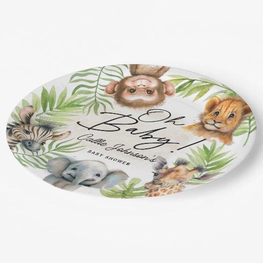 Baby Oerwoud Safari Dier Papieren Bordje (Gekanteld)