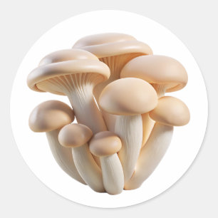 Baby Oester Paddenstoelen Plastic 3D – Glanzend Ro Ronde Sticker