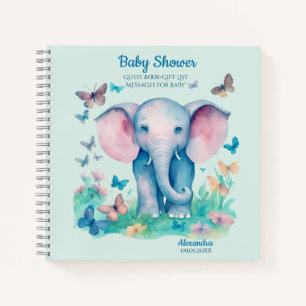 Baby Olifant Baby shower Geschenkenlijst Gast Notitieboek