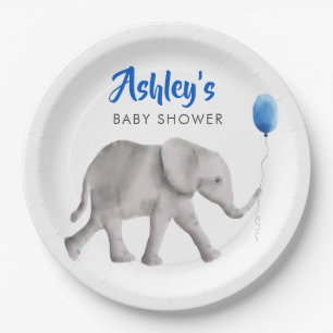 Baby olifant Baby shower, olifant & blauwe ballon Papieren Bordje