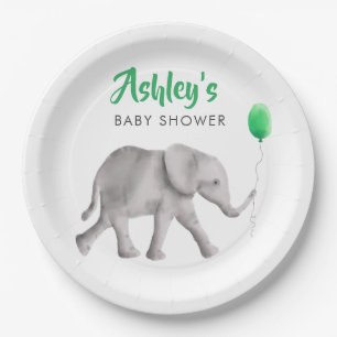 Baby Olifant Baby shower Olifant & Groene Ballon Papieren Bordje