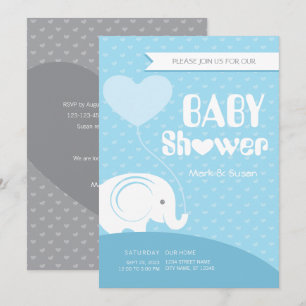 Baby Olifant Baby shower Uitnodiging voor Baby Boy