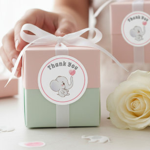 Baby Olifant Bedankt Feest Favor Sticker