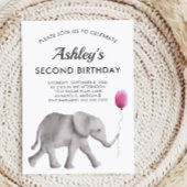 Baby Olifant Birthay Party uitnodiging Roze & Grij