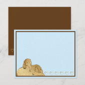 Baby olifant blauw goud bedankkaart (Voorkant / Achterkant)