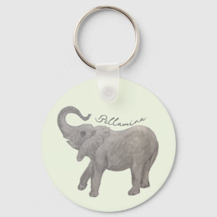 Baby Olifant Bleek Groen Ronde Sleutelhanger