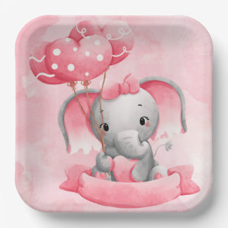 Baby Olifant Bliss: Verhoog je Baby shower Papieren Bordje