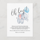 Baby Olifant & Blue Balloon Baby shower Informatiekaartje (Voorkant)