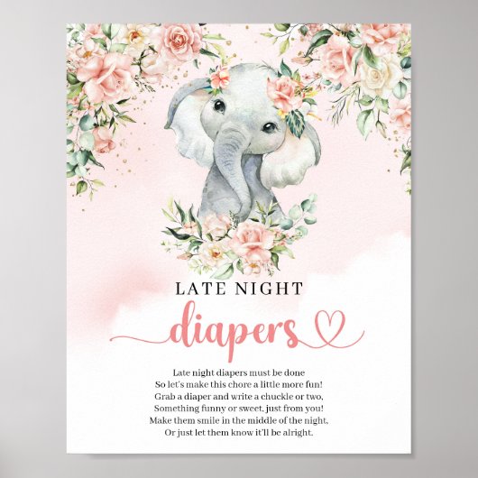 Baby olifant blush goud Late Night Luiers spel Poster (Voorkant)