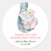 Baby olifant blush roze gunst stickers (Voorkant)