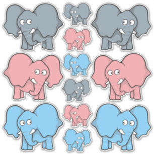 Baby Olifant Cartoons Iconen Set Sticker
